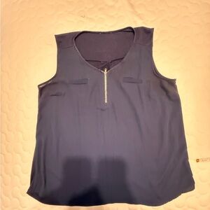Navy Sleeveless Top with Zipper